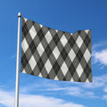 Shadow Grey Argyle Pattern Print Polyester Flag