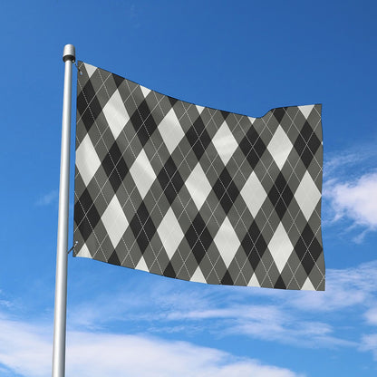 Shadow Grey Argyle Pattern Print Polyester Flag