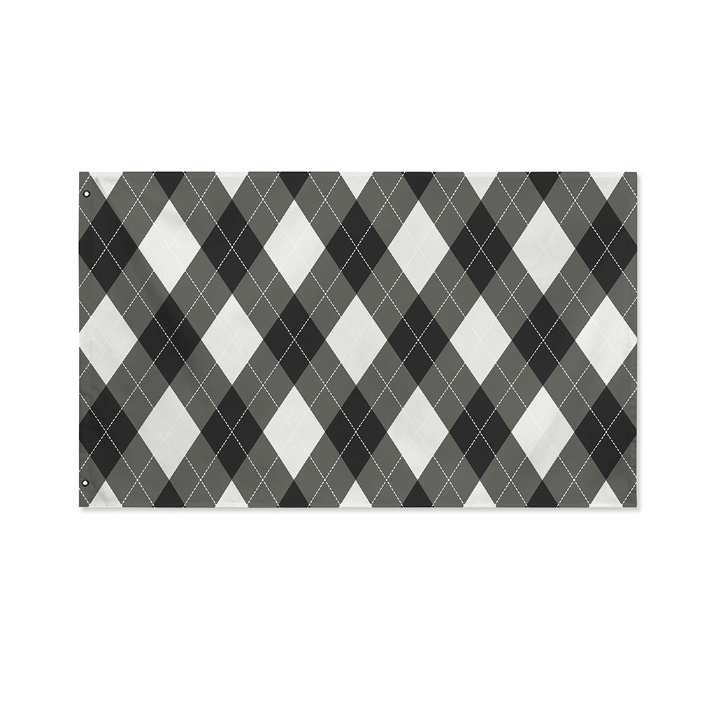 Shadow Grey Argyle Pattern Print Polyester Flag