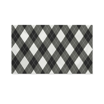 Shadow Grey Argyle Pattern Print Polyester Flag