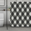 Shadow Grey Argyle Pattern Print Polyester Shower Curtain