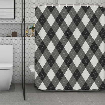 Shadow Grey Argyle Pattern Print Polyester Shower Curtain