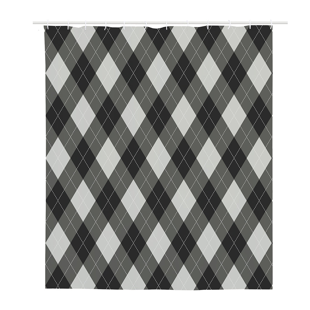 Shadow Grey Argyle Pattern Print Polyester Shower Curtain
