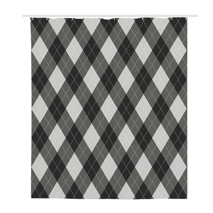 Shadow Grey Argyle Pattern Print Polyester Shower Curtain