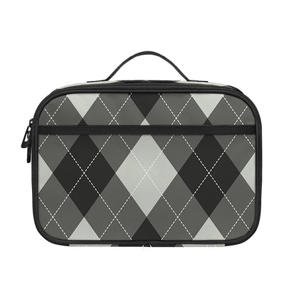 Shadow Grey Argyle Pattern Print Portable Lunch Bag