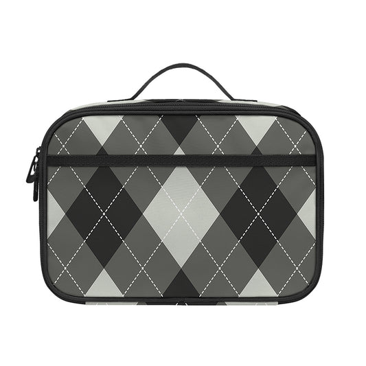 Shadow Grey Argyle Pattern Print Portable Lunch Bag