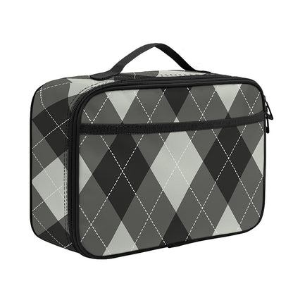 Shadow Grey Argyle Pattern Print Portable Lunch Bag