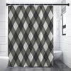 Shadow Grey Argyle Pattern Print Premium Shower Curtain