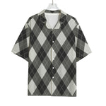 Shadow Grey Argyle Pattern Print Rayon Hawaiian Shirt