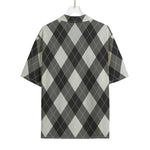 Shadow Grey Argyle Pattern Print Rayon Hawaiian Shirt
