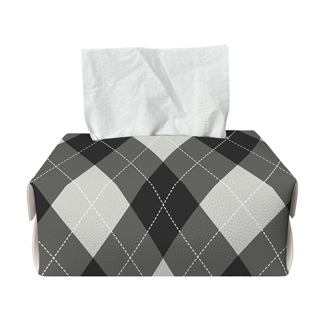 Shadow Grey Argyle Pattern Print Rectangle Tissue Box Cover