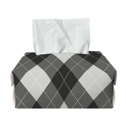 Shadow Grey Argyle Pattern Print Rectangle Tissue Box Cover