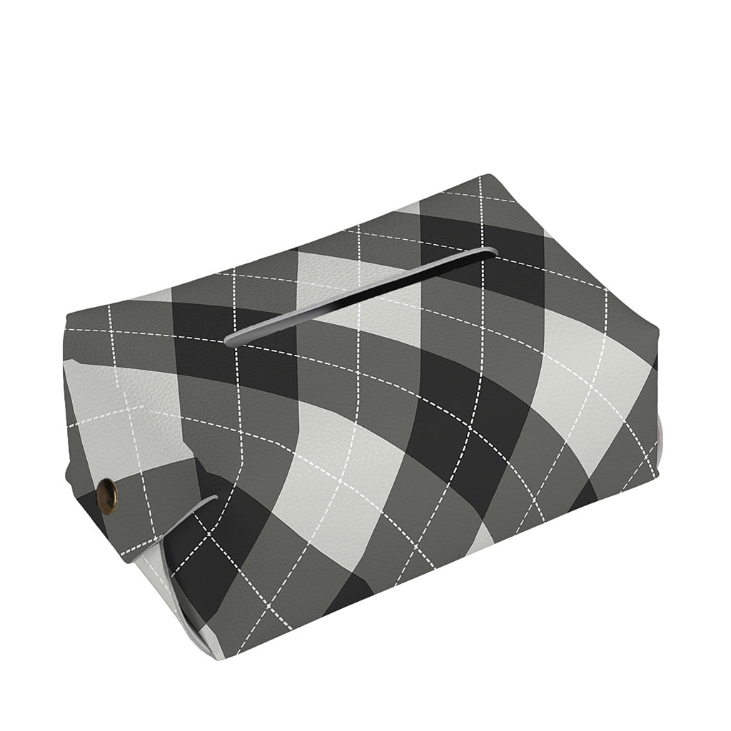 Shadow Grey Argyle Pattern Print Rectangle Tissue Box Cover
