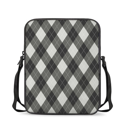 Shadow Grey Argyle Pattern Print Rectangular Crossbody Bag