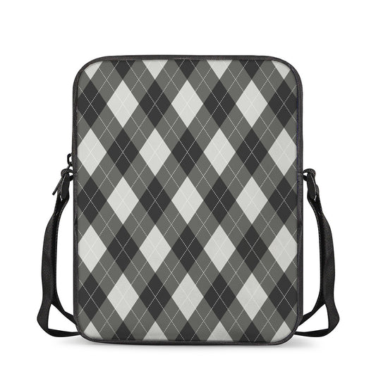 Shadow Grey Argyle Pattern Print Rectangular Crossbody Bag