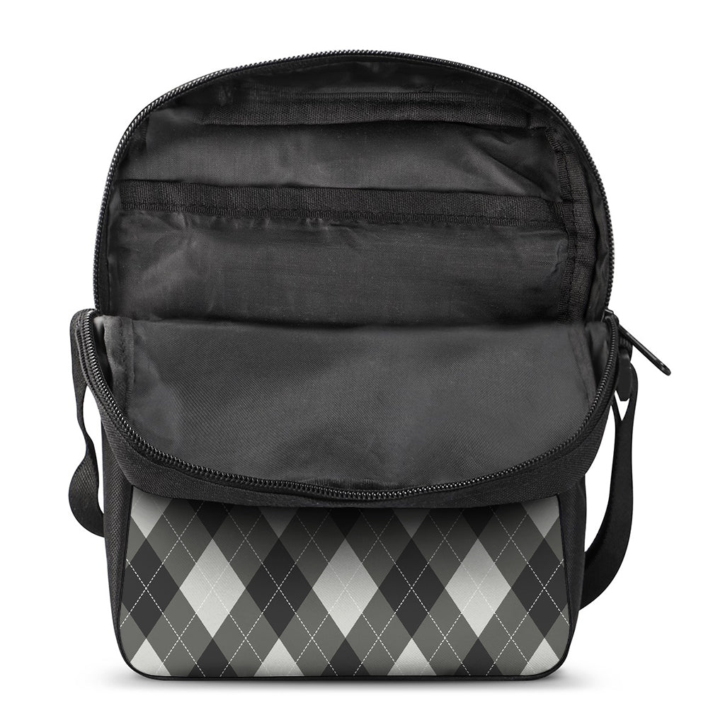 Shadow Grey Argyle Pattern Print Rectangular Crossbody Bag