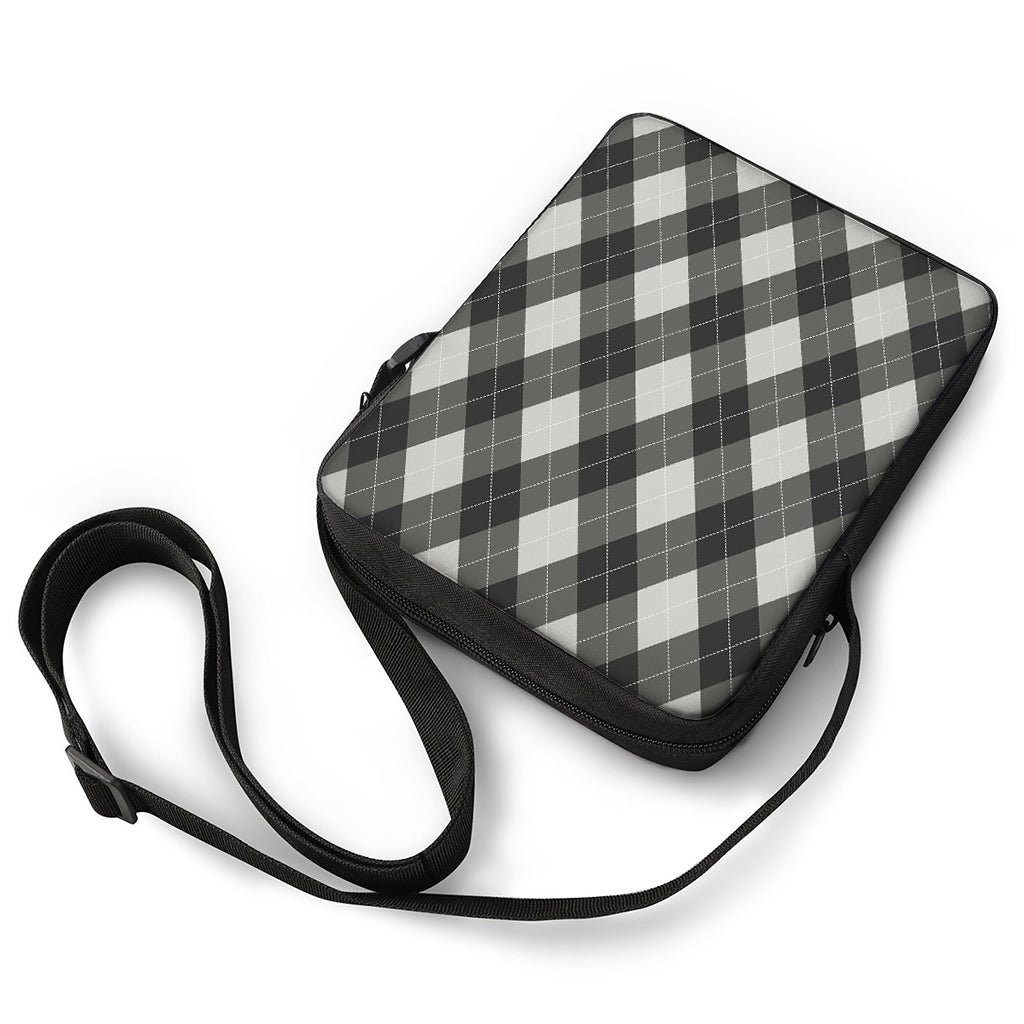 Shadow Grey Argyle Pattern Print Rectangular Crossbody Bag