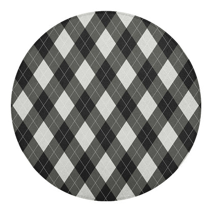 Shadow Grey Argyle Pattern Print Round Blanket