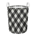 Shadow Grey Argyle Pattern Print Round Laundry Basket
