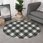 Shadow Grey Argyle Pattern Print Round Rug