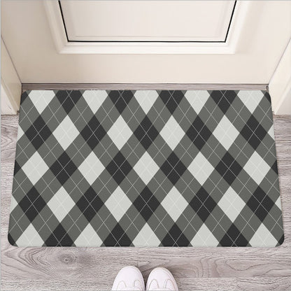 Shadow Grey Argyle Pattern Print Rubber Doormat