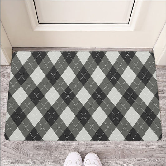 Shadow Grey Argyle Pattern Print Rubber Doormat