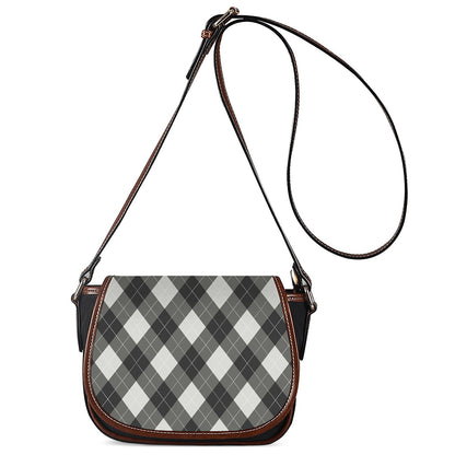 Shadow Grey Argyle Pattern Print Saddle Bag