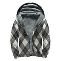 Shadow Grey Argyle Pattern Print Sherpa Lined Zip Up Hoodie