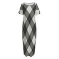 Shadow Grey Argyle Pattern Print Short Sleeve Long Nightdress