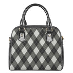 Shadow Grey Argyle Pattern Print Shoulder Handbag