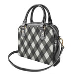 Shadow Grey Argyle Pattern Print Shoulder Handbag
