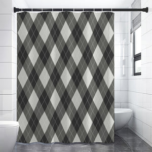 Shadow Grey Argyle Pattern Print Shower Curtain