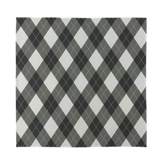 Shadow Grey Argyle Pattern Print Silk Bandana