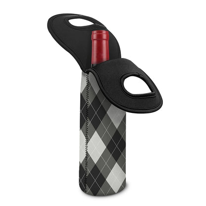 Shadow Grey Argyle Pattern Print Single Neoprene Wine Tote