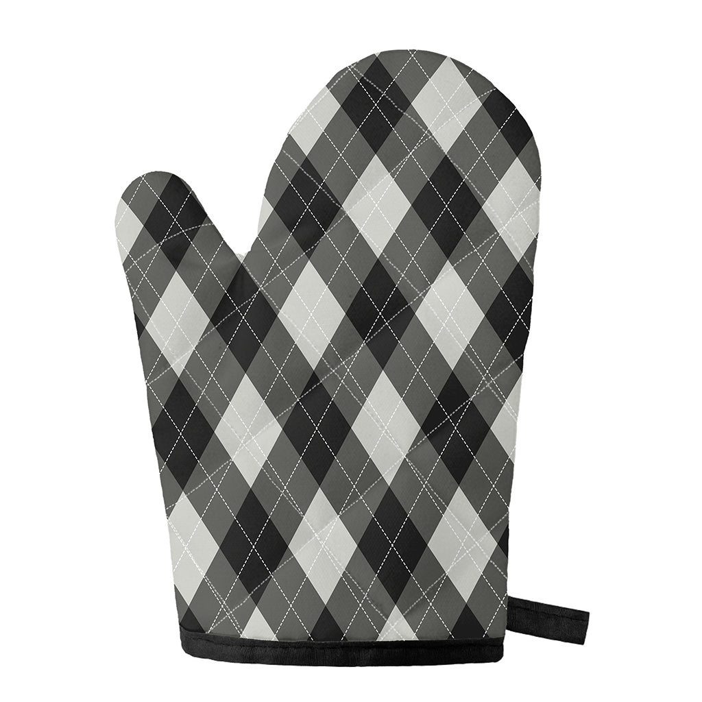 Shadow Grey Argyle Pattern Print Single Oven Mitt
