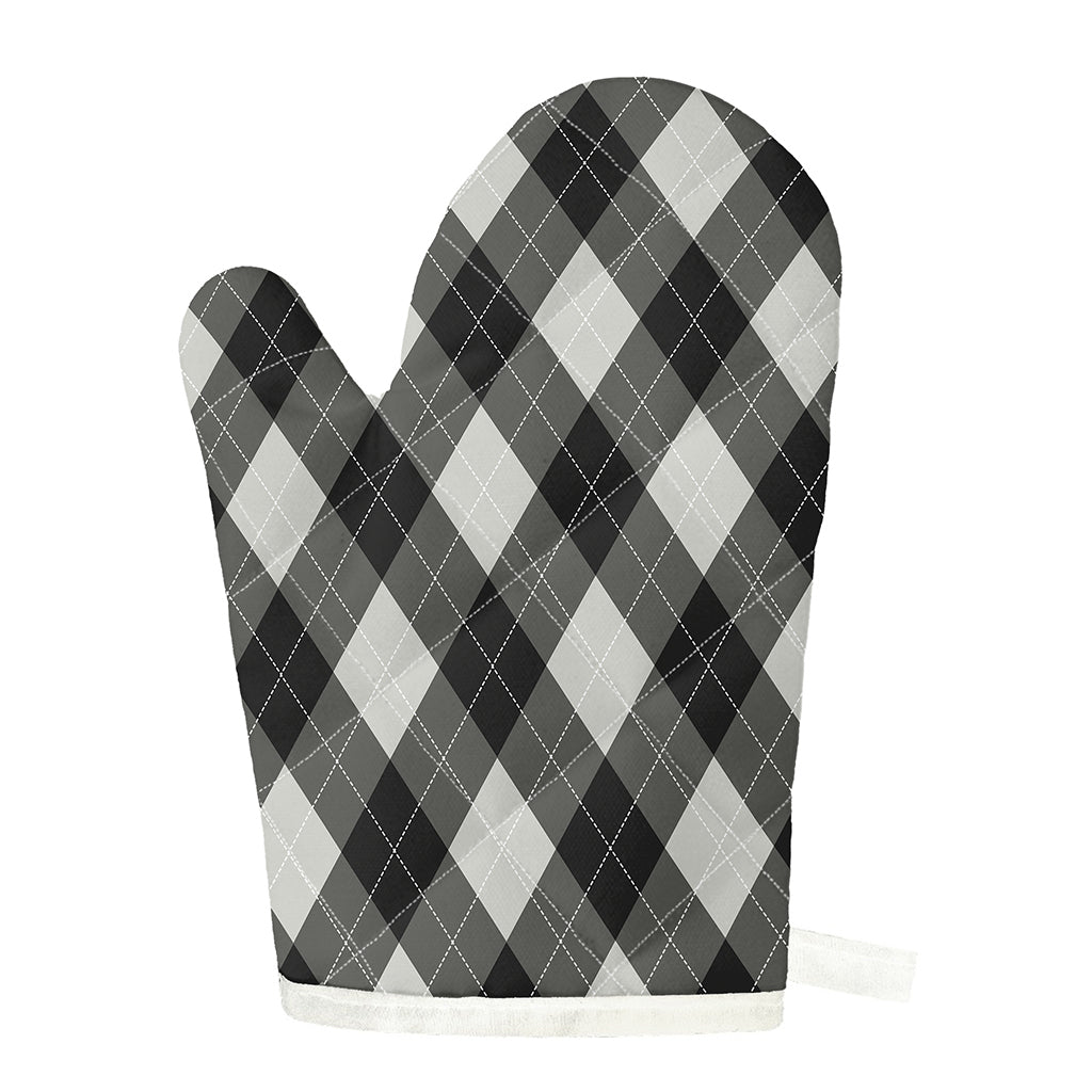 Shadow Grey Argyle Pattern Print Single Oven Mitt