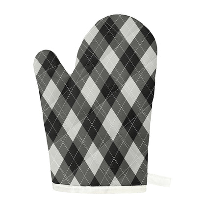 Shadow Grey Argyle Pattern Print Single Oven Mitt