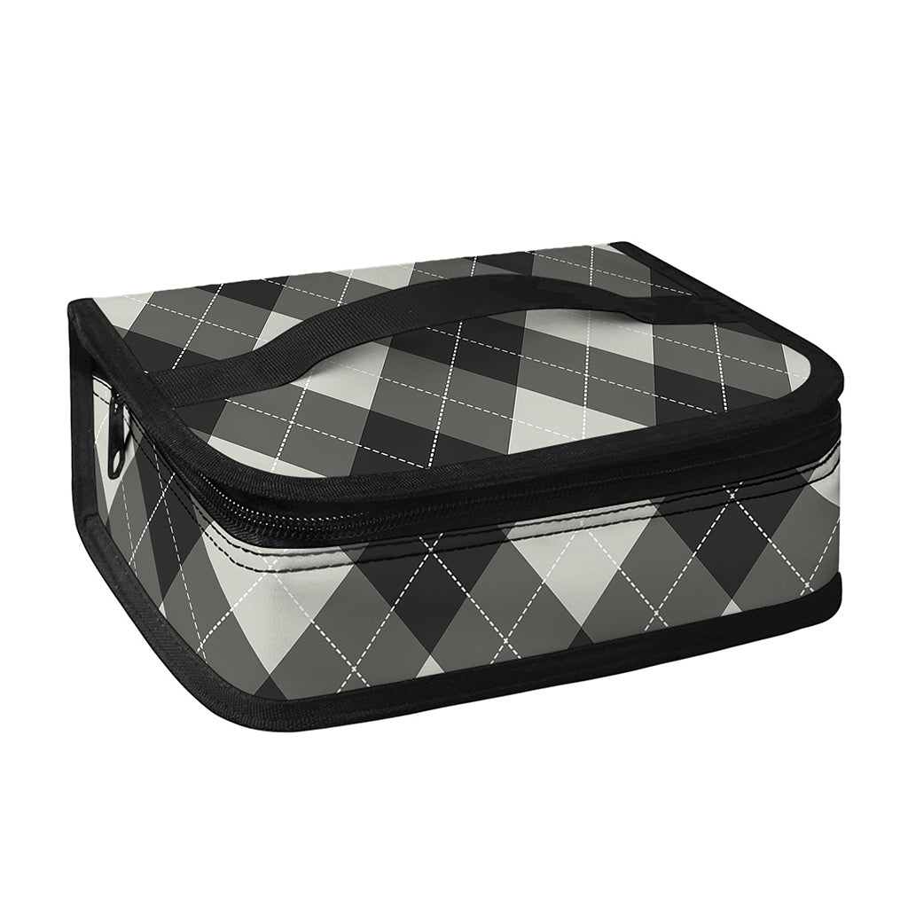 Shadow Grey Argyle Pattern Print Small Lunch Bag