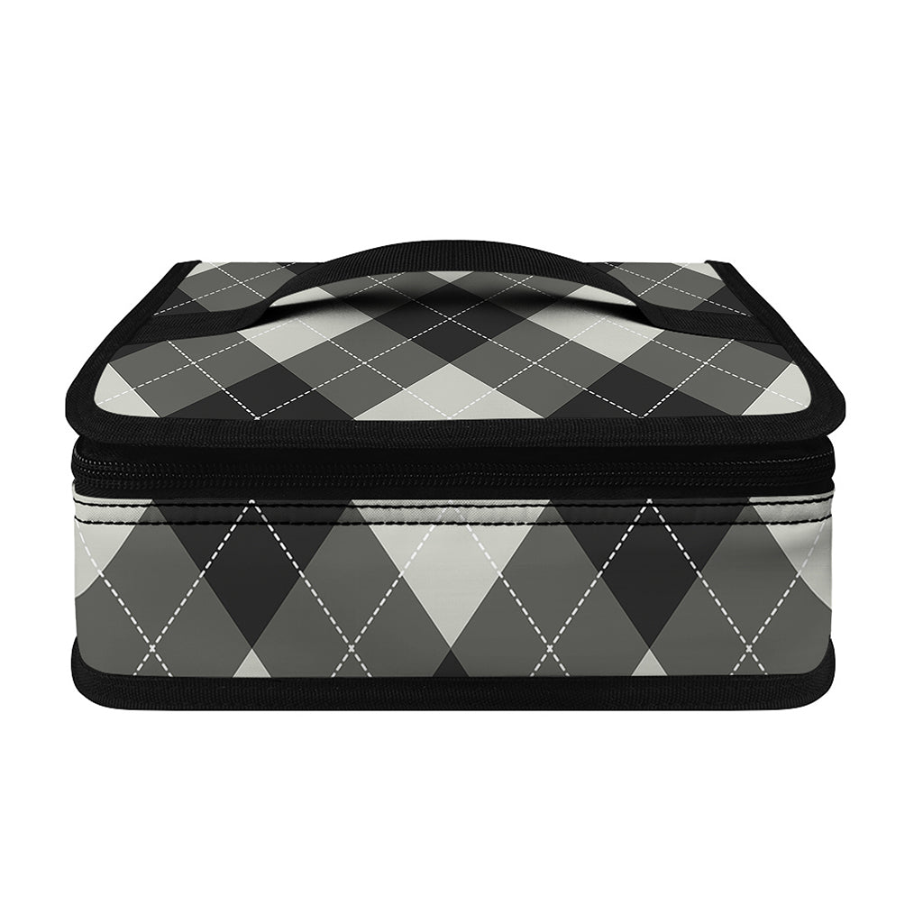 Shadow Grey Argyle Pattern Print Small Lunch Bag