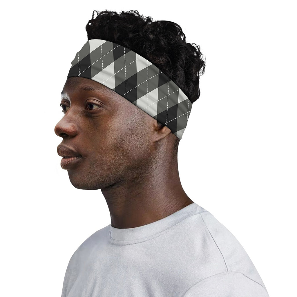 Shadow Grey Argyle Pattern Print Sports Headband