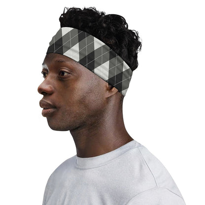 Shadow Grey Argyle Pattern Print Sports Headband