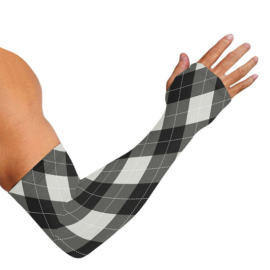 Shadow Grey Argyle Pattern Print Sun Protection Arm Sleeves