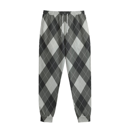 Shadow Grey Argyle Pattern Print Sweatpants