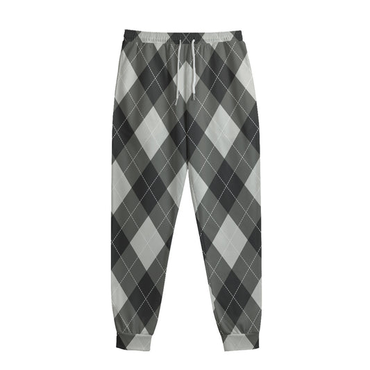 Shadow Grey Argyle Pattern Print Sweatpants