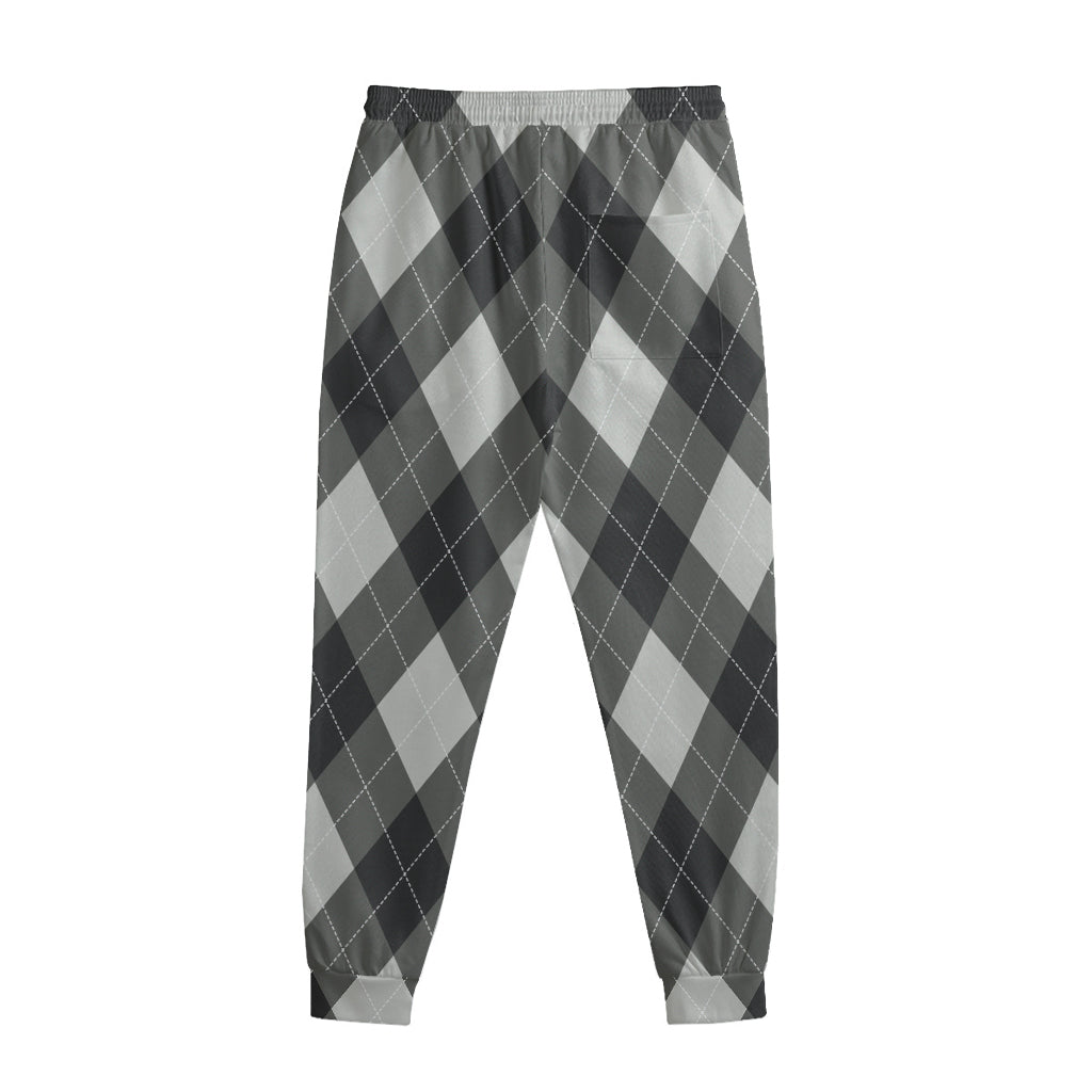 Shadow Grey Argyle Pattern Print Sweatpants