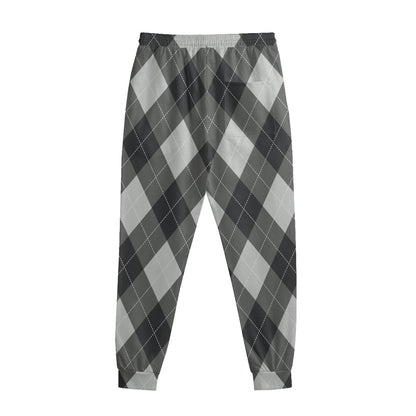 Shadow Grey Argyle Pattern Print Sweatpants