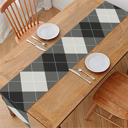 Shadow Grey Argyle Pattern Print Table Runner