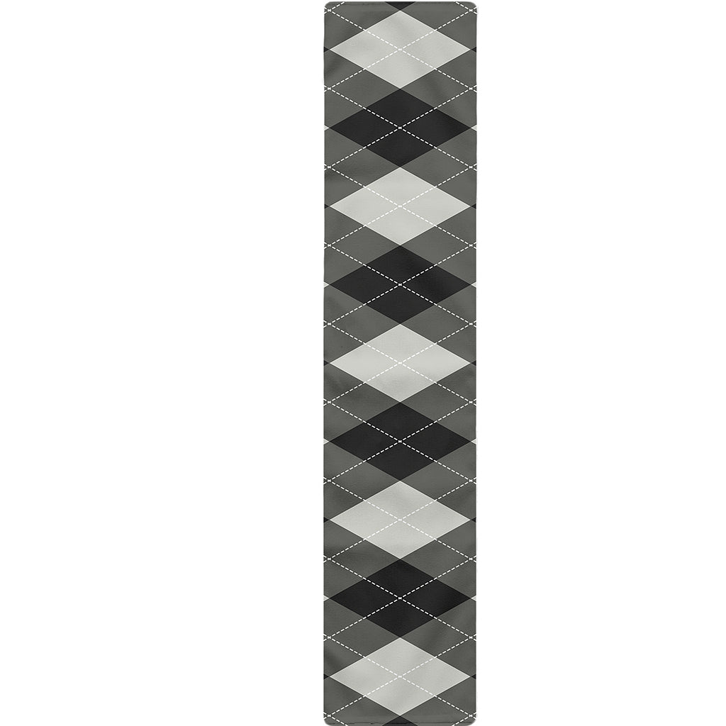 Shadow Grey Argyle Pattern Print Table Runner