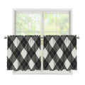 Shadow Grey Argyle Pattern Print Tier Curtains