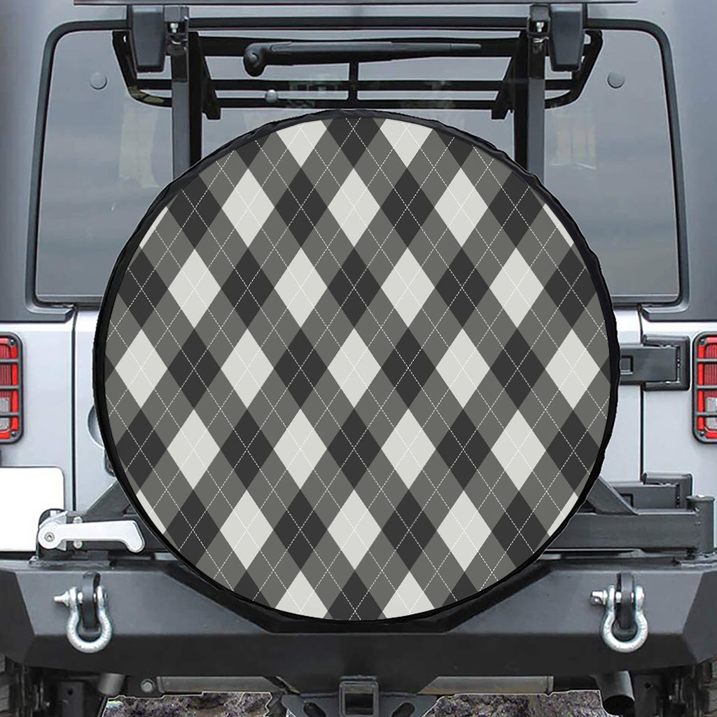 Shadow Grey Argyle Pattern Print Tire Cover